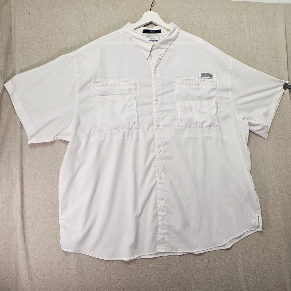 Columbia Tamiami Men's 4XL White Fishing‎ Long Short Sleeve Button Up Vented